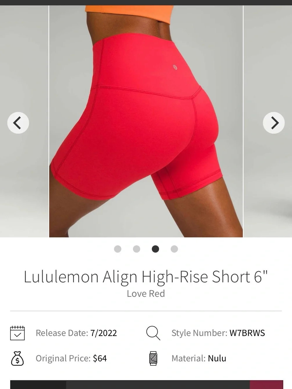 Lululemon Align High-Rise Red/Coral Workout Shorts